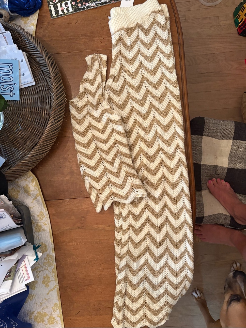 Surf Gypsy Cream and Tan Chevron Knit Cover-Up